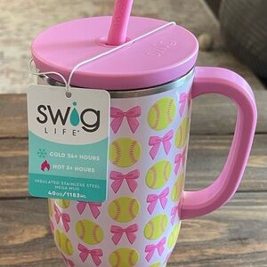 Swig Life Pink and Yellow Softball Mug